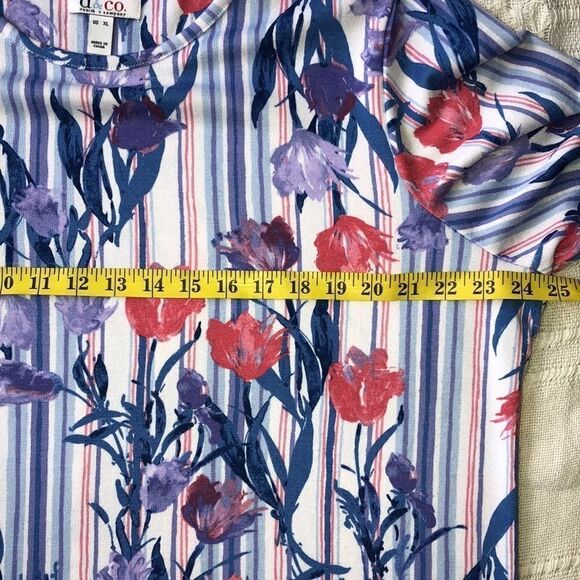 NWOT Womens XL Denim & Co Floral 3/4 Tunic Blouse - Picture 5 of 7